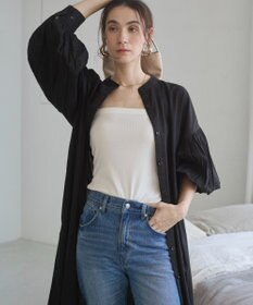 WEGO 【ANGIE VINTAGE】ボリュームスリーブ バンドカラー シャツワンピース