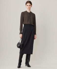 ICB 【接触冷感・UVケア・速乾・洗える】BackSatinAmunzen バンドカラーブラウス