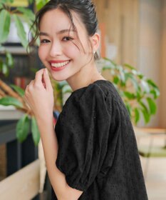 Tiaclasse 【2TYPE/総レース・袖レース】パンチングレースパフスリーブチュニックブラウス