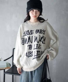 WEGO ハンドライティングジャガードニット