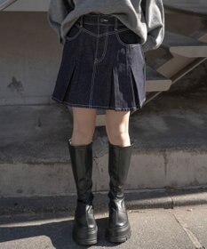 WEGO デニムプリーツミニスカート