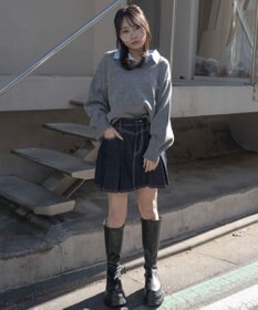 WEGO デニムプリーツミニスカート