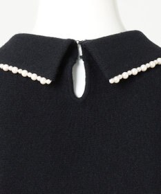 23区 【R(アール)】ウールカシミヤ パールトリム 襟付き五分袖ニット