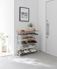 tower 天板付きシューズラック タワー 5段 キャスター付 W90 ホワイト