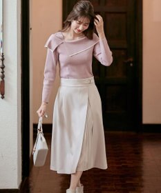 ANY SIS 【洗える】パール調ポイントツイル スカート