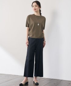 自由区 【カタログ掲載・定番人気・新色追加】コットンサテンクロップド丈ワイドストレート パンツ