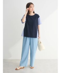 Green Parks 脇リボン５分袖布帛ドッキングプルオーバー