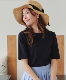 Tiaclasse L 【小倉優子さん着用・洗える・接触冷感・汗ジミ防止】“サマさまカットソー”ハーフスリーブベーシックトップス