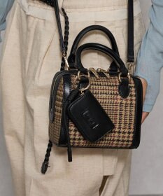 style code 【Ungrid/アングリッド】ケースチャーム付　チェックコンビ ミニボストンバッグ
