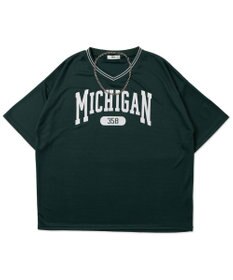 WEGO 【ユニセックス着用ITEM/2点セットネックレス付き/MLサイズ展開】アクセ付きラインリブメッシュプルオーバー