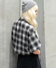 WEGO ドロストチェックシャツ(S)