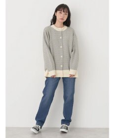 earth music&ecology ダイヤ柄ジャガードカーディガン