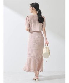 earth music&ecology ２点ＳＥＴ透かし編みカーディガン＋裾フレアスカート