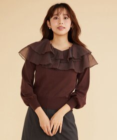 Feroux 【洗える】ラッフルコンビ ニット