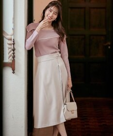 ANY SIS 【洗える】パール調ポイントツイル スカート