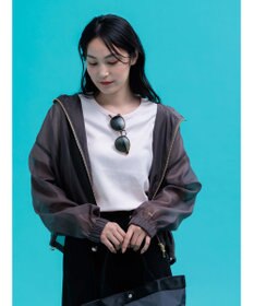 Te chichi ショートシアーフーディーブルゾン