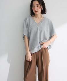 Green Parks 深Ｖネックミニ裏毛フレンチスリーブプルオーバー