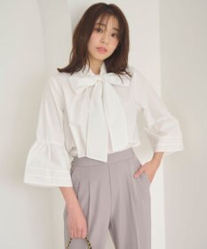Feroux 【洗える・2WAY】リボンタイチュニック ブラウス