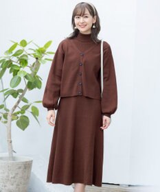 Tiaclasse 【洗える】大人上品なニットカーデ＋ワンピースセット