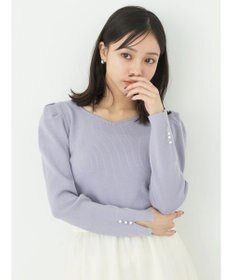 earth music&ecology ハートネック袖パールニットプルオーバー