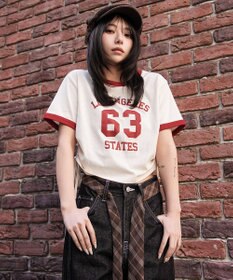 WEGO グラフィックサイドリボンドロストショートT