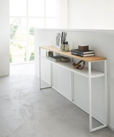 tower ソファー裏コンソールテーブル タワー 棚付き ホワイト