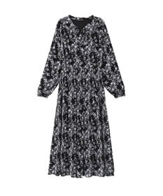 YECCA VECCA ボタニカル柄ボウタイプリーツワンピース