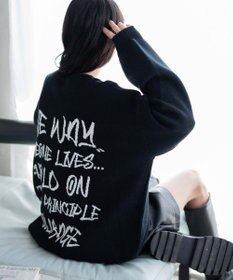 WEGO ハンドライティングジャガードニット