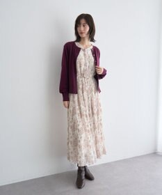 YECCA VECCA ボタニカル柄ボウタイプリーツワンピース