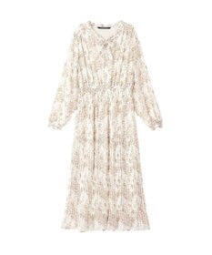 YECCA VECCA ボタニカル柄ボウタイプリーツワンピース