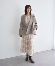 YECCA VECCA ボタニカル柄ボウタイプリーツワンピース