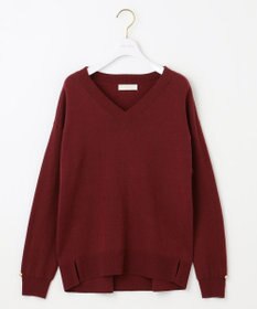 ANY SIS 【ウールブレンドシリーズ】フロント切替Vネック ニット