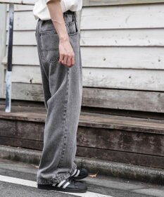 WEGO 【ユニセックス着用ITEM/ウエストゴム/SMLサイズ展開】デニムルーズテーパードパンツ
