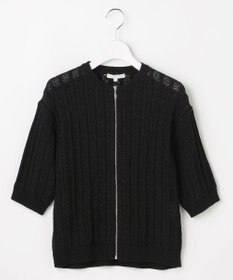 自由区 L ストライプパターンジップ ニット