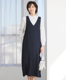 J.PRESS LADIES L 【洗える・イージーケア・UVカット・接触冷感】 ストレッチバックサテンジョーゼット ジャンパースカート