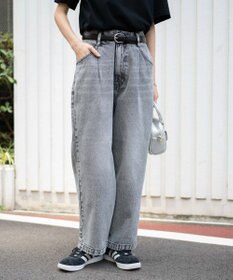 WEGO 【ユニセックス着用ITEM/ウエストゴム/SMLサイズ展開】デニムルーズテーパードパンツ