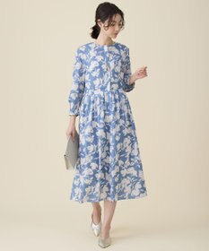 自由区 バイカラーフラワープリント ワンピース