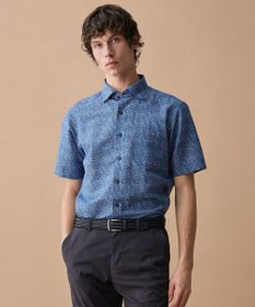 JOSEPH ABBOUD 【キングサイズ・清涼・リネンブレンド】コットンリネン ボイルフラワープリント 半袖シャツ