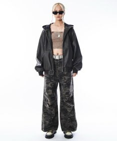 WEGO 【ユニセックス着用ITEM】PUフードブルゾン