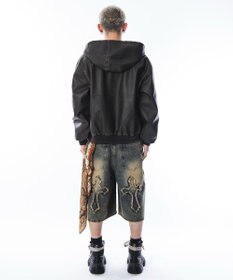 WEGO 【ユニセックス着用ITEM】PUフードブルゾン