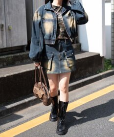 WEGO ヴィンテージウォッシュカーゴミニスカート