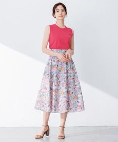 組曲 L 【洗える・シワになりにくい】フルラージュプリント スカート
