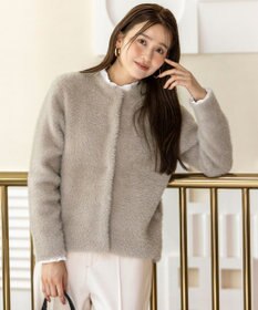 ANY SIS フェザーニット ジャケット ベージュ