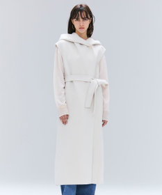 BEIGE， LEMOORE / ウールリバーフード付きロングジレ Bone