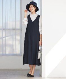 J.PRESS LADIES L 【洗える・イージーケア・UVカット・接触冷感】 ストレッチバックサテンジョーゼット ジャンパースカート