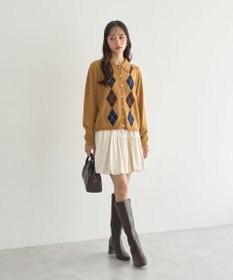 earth music&ecology 【予約】襟付きアーガイルニットカーディガン