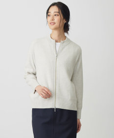 J.PRESS LADIES CAT ジップアップ ブルゾン ニット ライトグレー系