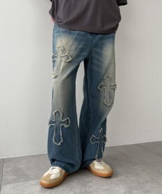 WEGO クロスモチーフオーバーダイバギーパンツ