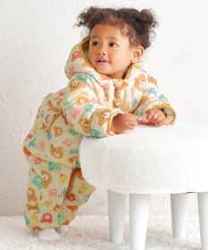 MIKI HOUSE HOT BISCUITS 【70-100cm】 カラフルビーンズ 総柄中綿ジャンプスーツ