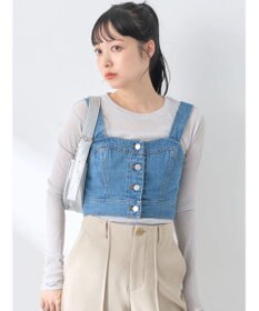 earth music&ecology フロントボタンデニムビスチェ